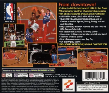 NBA in the Zone 98 (US) box cover back